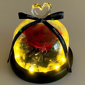 Pre Lit “Happy Everyday” Eternal Rose encased in Glass Dome